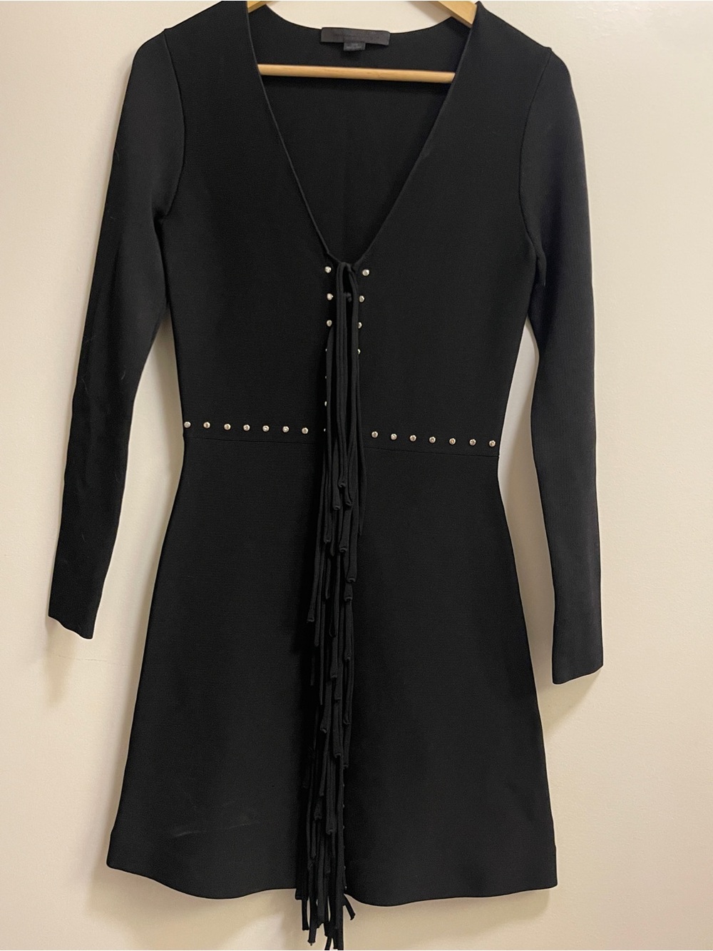 Alexander Wang Black Knit Fringe Dress